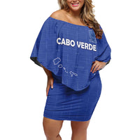 Custom Cape Verde Football Off Shoulder Short Dress Come On Tubaroes Azuis - Blue - Wonder Print Shop