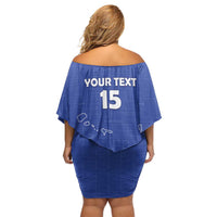 Custom Cape Verde Football Off Shoulder Short Dress Come On Tubaroes Azuis - Blue - Wonder Print Shop
