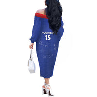 Custom Cape Verde Football Off The Shoulder Long Sleeve Dress Come On Tubaroes Azuis - Blue - Wonder Print Shop