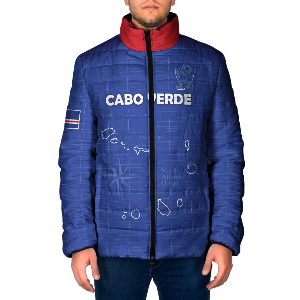 Custom Cape Verde Football Padded Jacket Come On Tubaroes Azuis - Blue - Wonder Print Shop