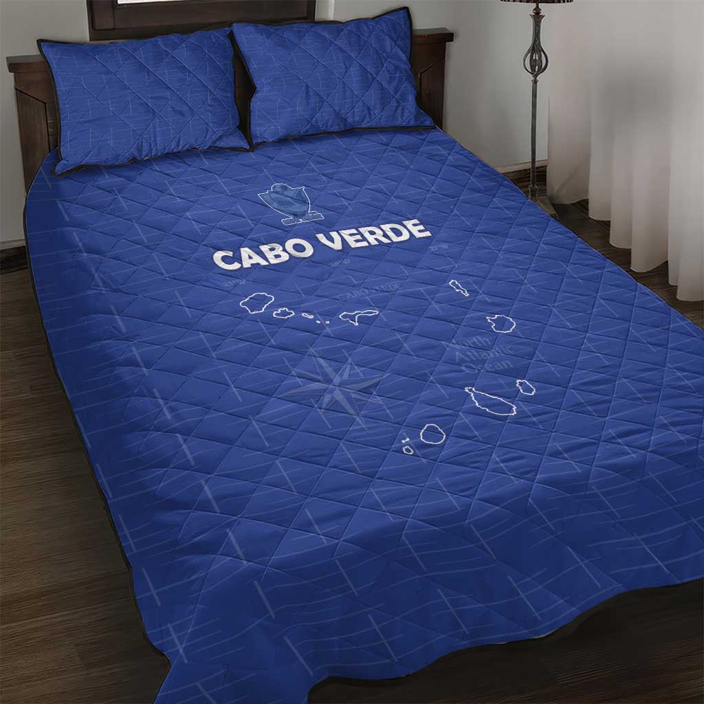 Cape Verde Football Quilt Bed Set Come On Tubaroes Azuis - Blue - Wonder Print Shop