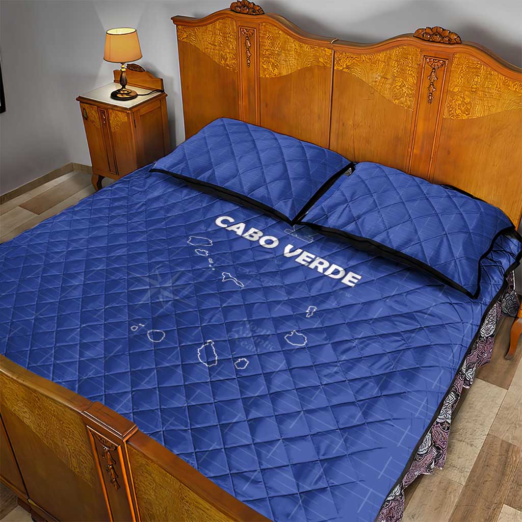 Cape Verde Football Quilt Bed Set Come On Tubaroes Azuis - Blue - Wonder Print Shop
