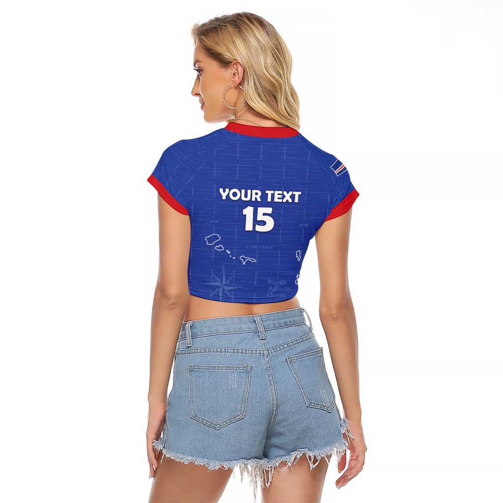 Custom Cape Verde Football Raglan Cropped T Shirt Come On Tubaroes Azuis - Blue - Wonder Print Shop