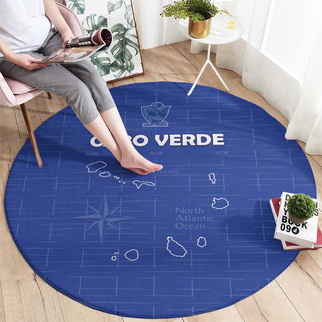 Cape Verde Football Round Carpet Come On Tubaroes Azuis - Blue - Wonder Print Shop