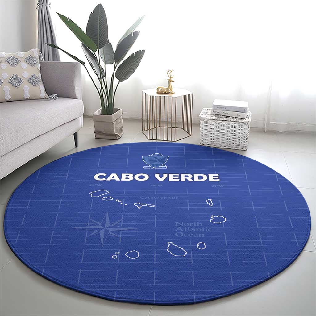 Cape Verde Football Round Carpet Come On Tubaroes Azuis - Blue - Wonder Print Shop