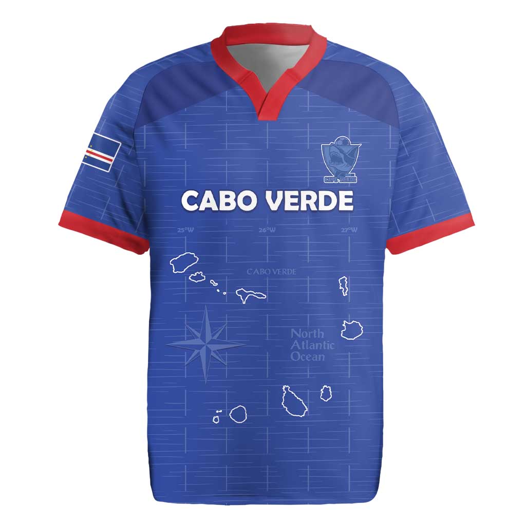 Custom Cape Verde Football Rugby Jersey Come On Tubaroes Azuis - Blue - Wonder Print Shop