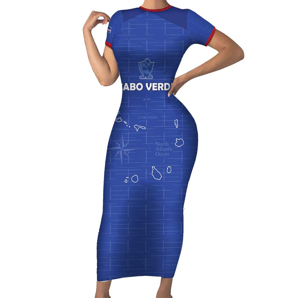 Custom Cape Verde Football Short Sleeve Bodycon Dress Come On Tubaroes Azuis - Blue - Wonder Print Shop