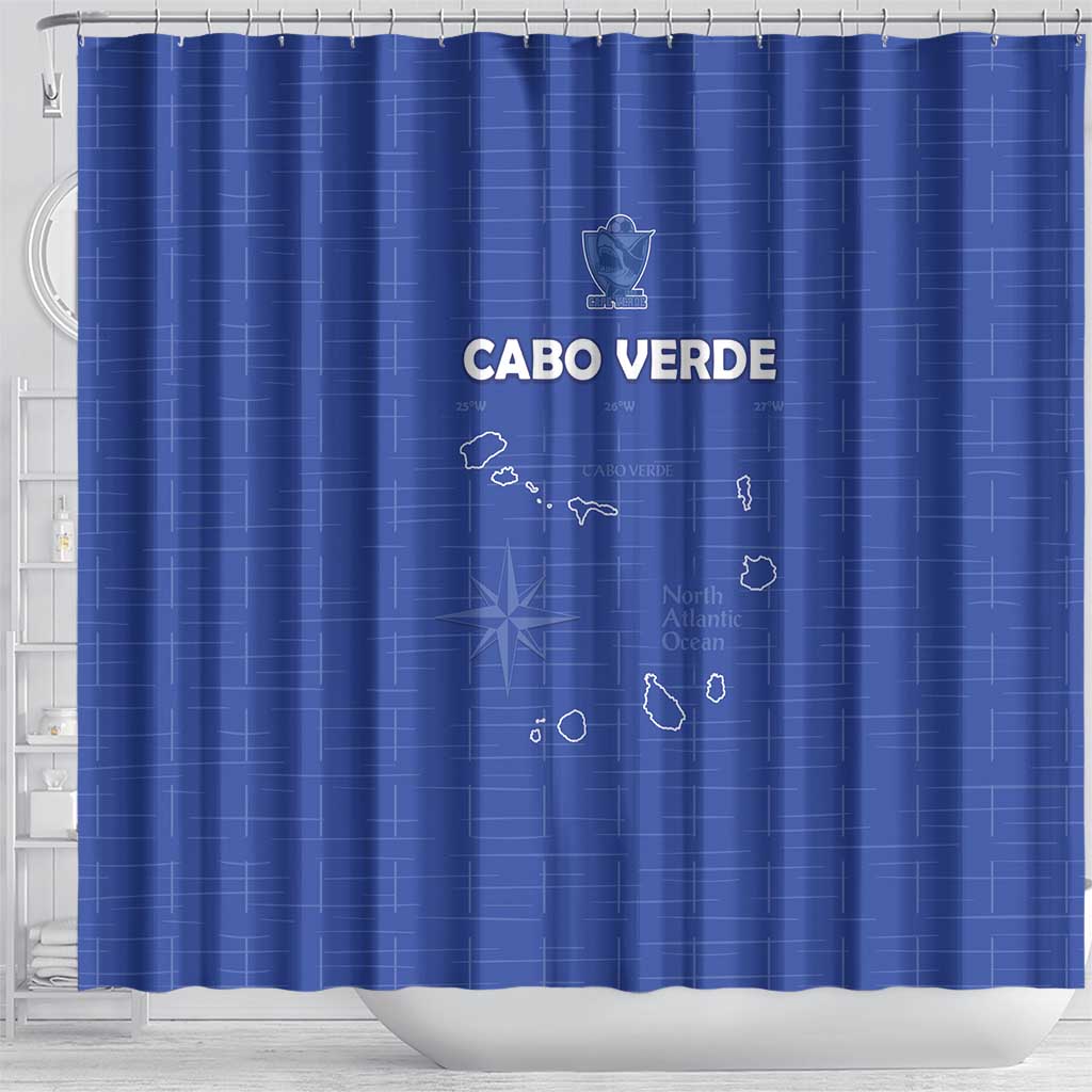 Cape Verde Football Shower Curtain Come On Tubaroes Azuis - Blue - Wonder Print Shop