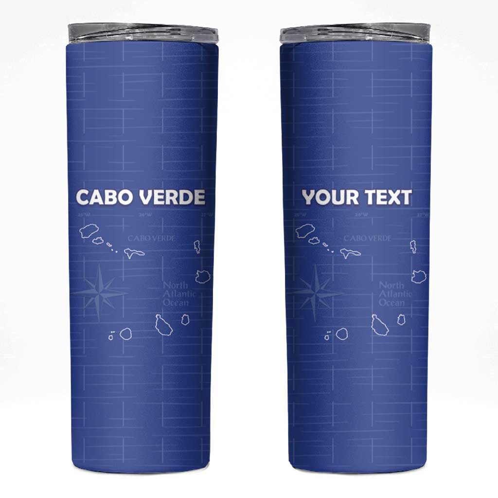 Custom Cape Verde Football Skinny Tumbler Come On Tubaroes Azuis - Blue - Wonder Print Shop