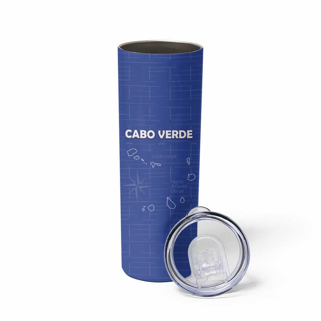 Custom Cape Verde Football Skinny Tumbler Come On Tubaroes Azuis - Blue - Wonder Print Shop