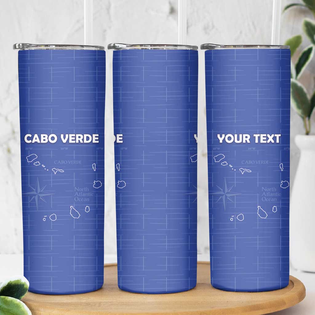 Custom Cape Verde Football Skinny Tumbler Come On Tubaroes Azuis - Blue - Wonder Print Shop