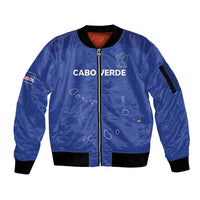 Custom Cape Verde Football Sleeve Zip Bomber Jacket Come On Tubaroes Azuis - Blue - Wonder Print Shop
