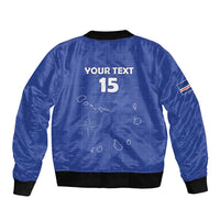 Custom Cape Verde Football Sleeve Zip Bomber Jacket Come On Tubaroes Azuis - Blue - Wonder Print Shop