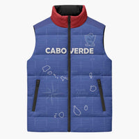 Custom Cape Verde Football Sleeveless Puffer Jacket Come On Tubaroes Azuis - Blue - Wonder Print Shop