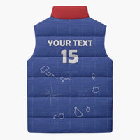 Custom Cape Verde Football Sleeveless Puffer Jacket Come On Tubaroes Azuis - Blue - Wonder Print Shop