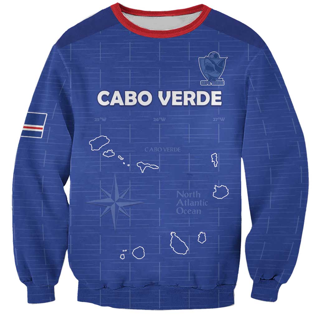 Custom Cape Verde Football Sweatshirt Come On Tubaroes Azuis - Blue - Wonder Print Shop