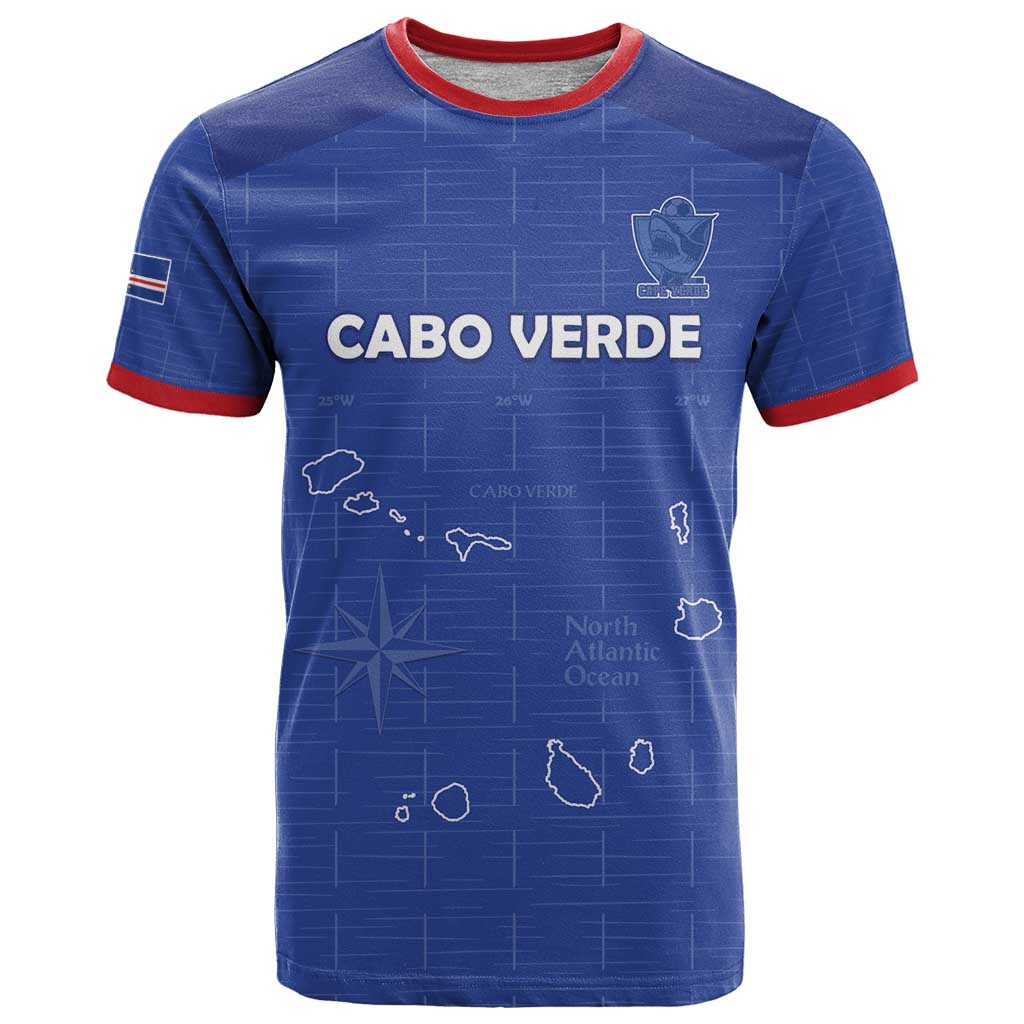 Custom Cape Verde Football T Shirt Come On Tubaroes Azuis - Blue - Wonder Print Shop