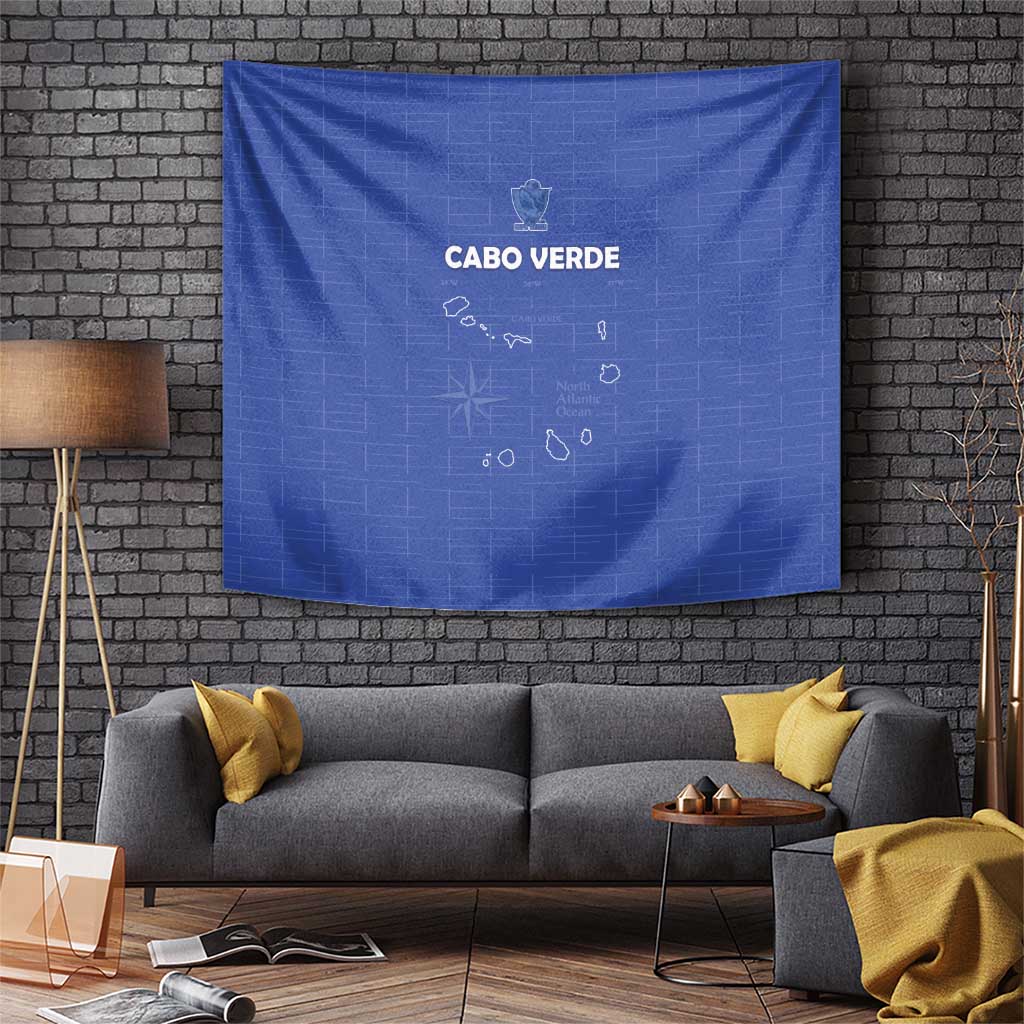 Cape Verde Football Tapestry Come On Tubaroes Azuis - Blue - Wonder Print Shop