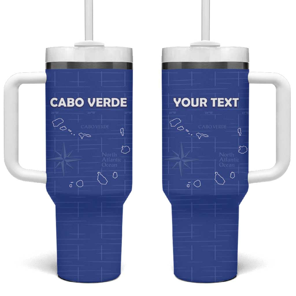 Custom Cape Verde Football Tumbler With Handle Come On Tubaroes Azuis - Blue - Wonder Print Shop