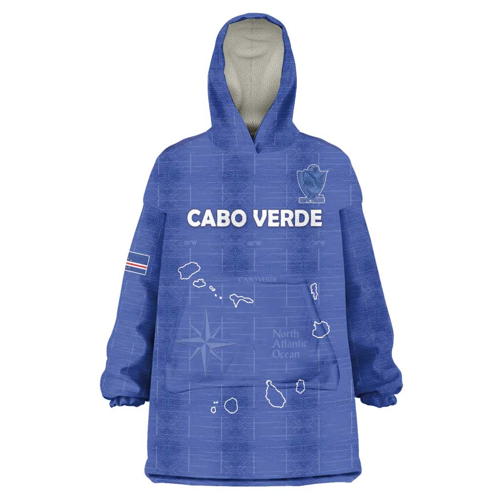 Custom Cape Verde Football Wearable Blanket Hoodie Come On Tubaroes Azuis - Blue - Wonder Print Shop