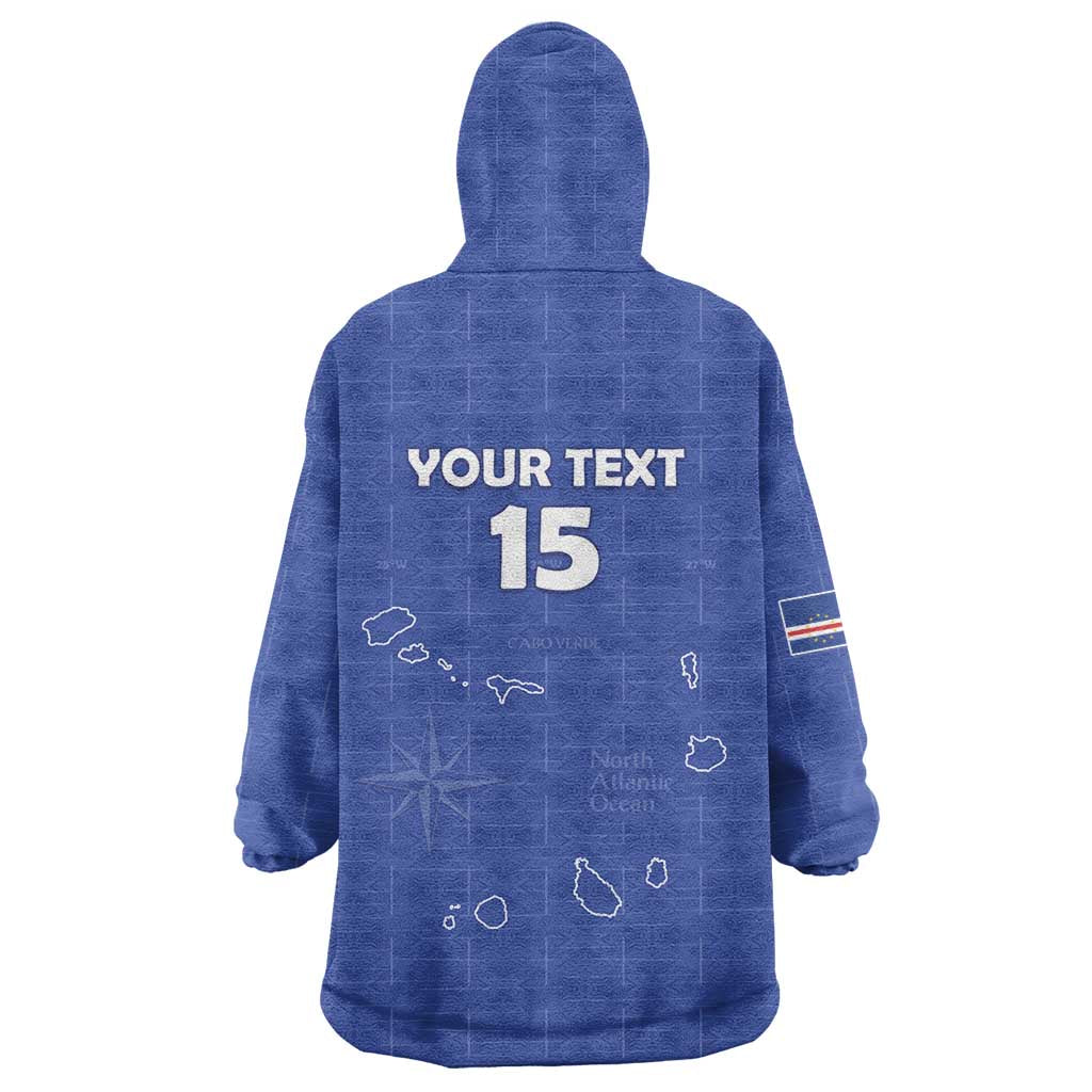 Custom Cape Verde Football Wearable Blanket Hoodie Come On Tubaroes Azuis - Blue - Wonder Print Shop