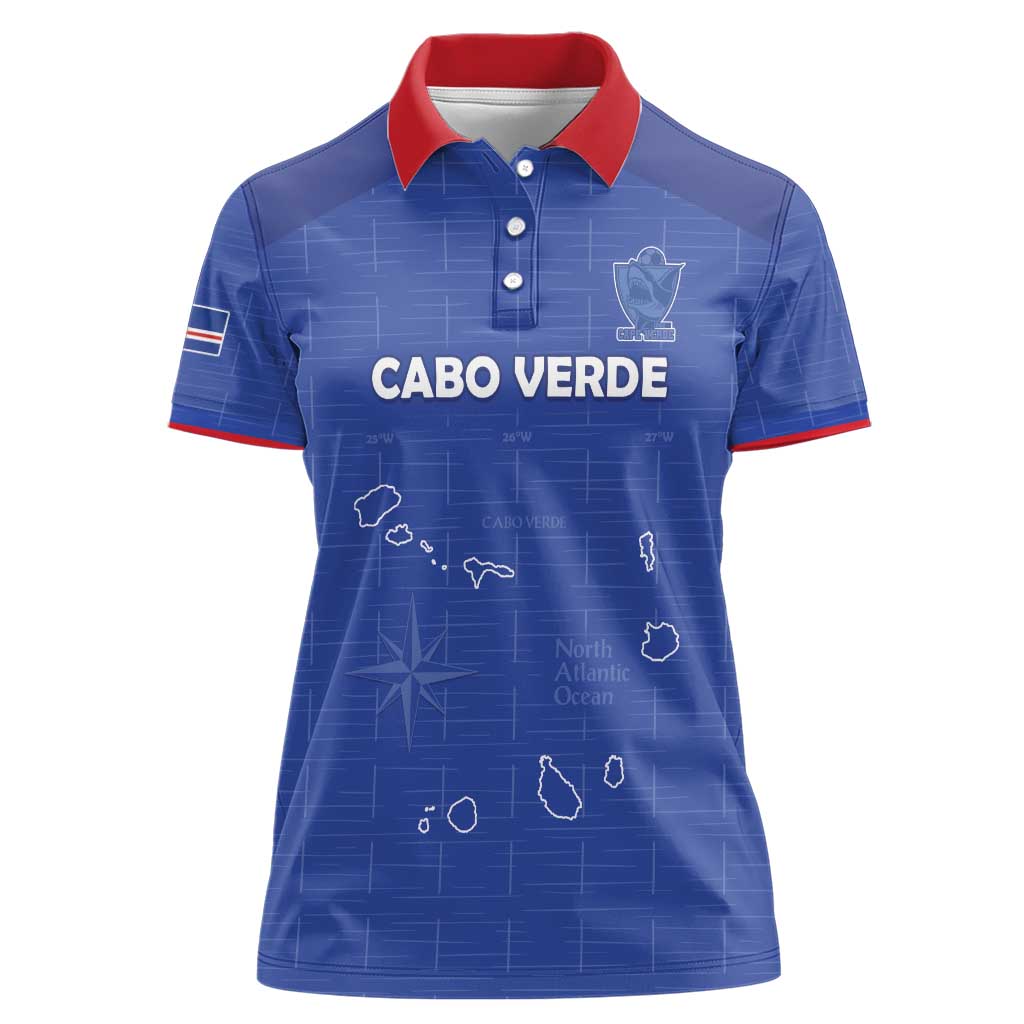 Custom Cape Verde Football Women Polo Shirt Come On Tubaroes Azuis - Blue - Wonder Print Shop