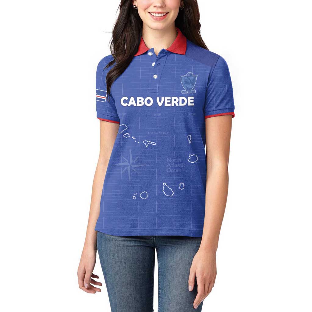 Custom Cape Verde Football Women Polo Shirt Come On Tubaroes Azuis - Blue - Wonder Print Shop