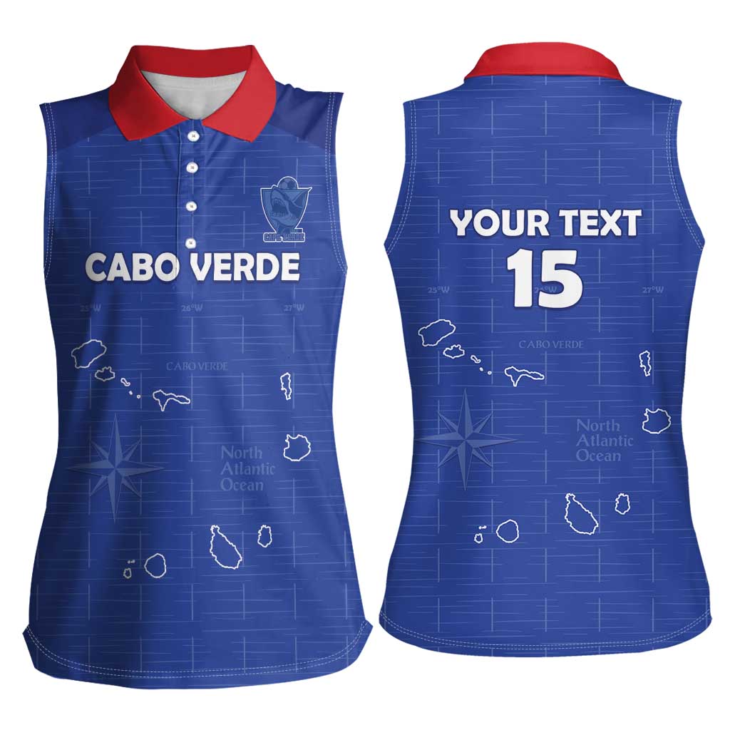 Custom Cape Verde Football Women Sleeveless Polo Shirt Come On Tubaroes Azuis - Blue - Wonder Print Shop