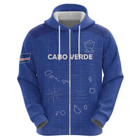 Custom Cape Verde Football Zip Hoodie Come On Tubaroes Azuis - Blue - Wonder Print Shop