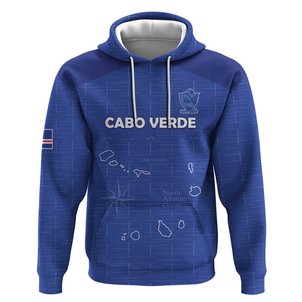 Custom Cape Verde Football Zip Hoodie Come On Tubaroes Azuis - Blue - Wonder Print Shop