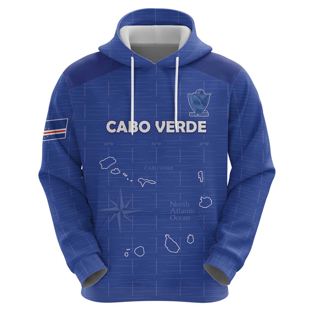 Custom Cape Verde Football Zip Hoodie Come On Tubaroes Azuis - Blue - Wonder Print Shop