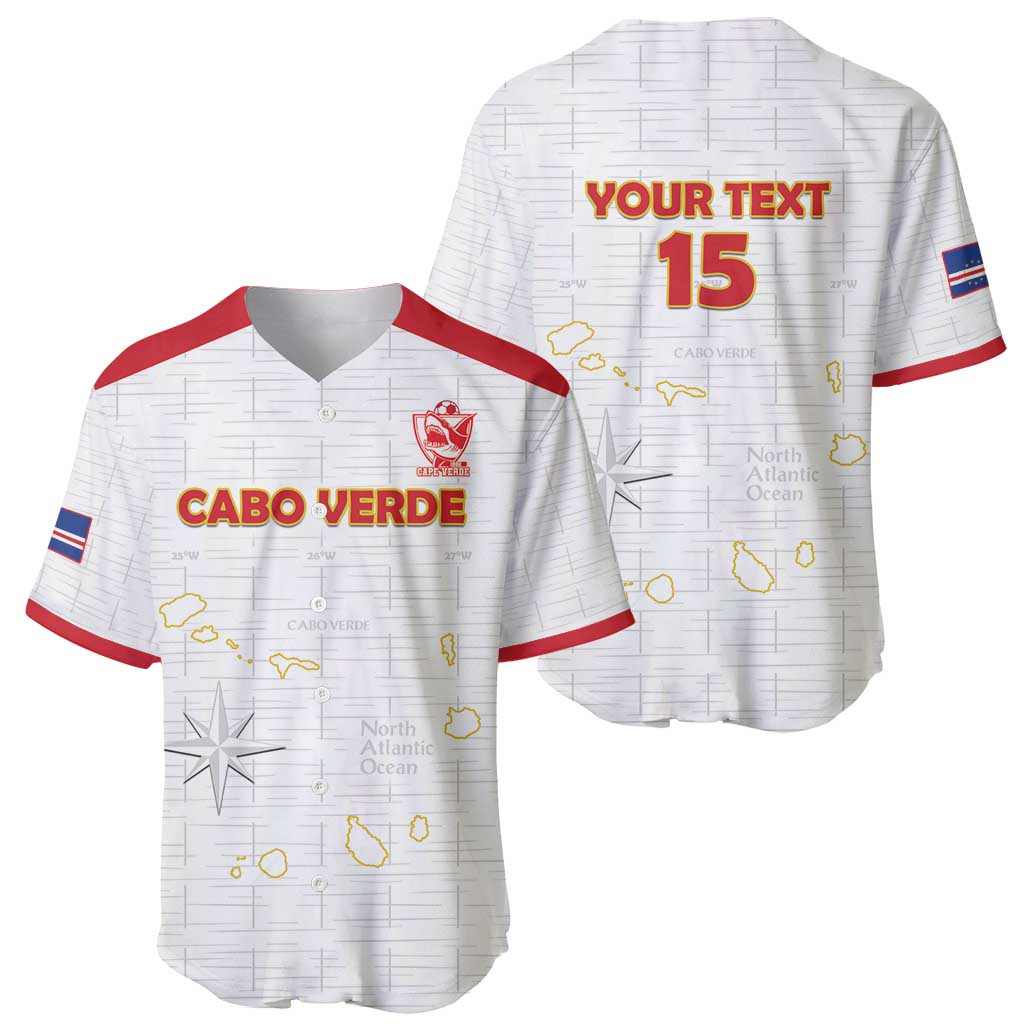 Custom Cape Verde Football Baseball Jersey Come On Tubaroes Azuis - White - Wonder Print Shop