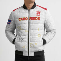 Custom Cape Verde Football Bomber Puffer Jacket Come On Tubaroes Azuis - White - Wonder Print Shop