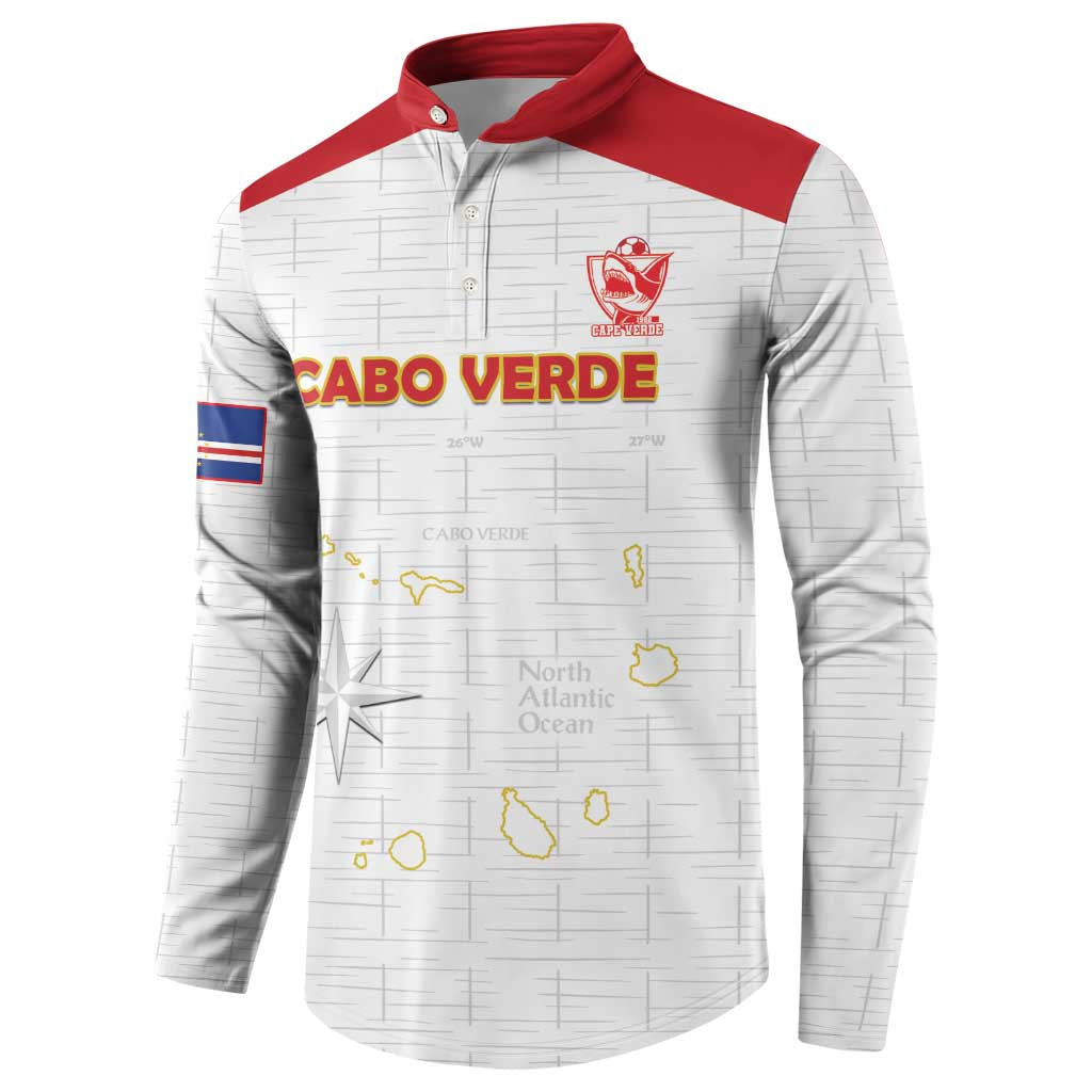 Custom Cape Verde Football Button Sweatshirt Come On Tubaroes Azuis - White - Wonder Print Shop
