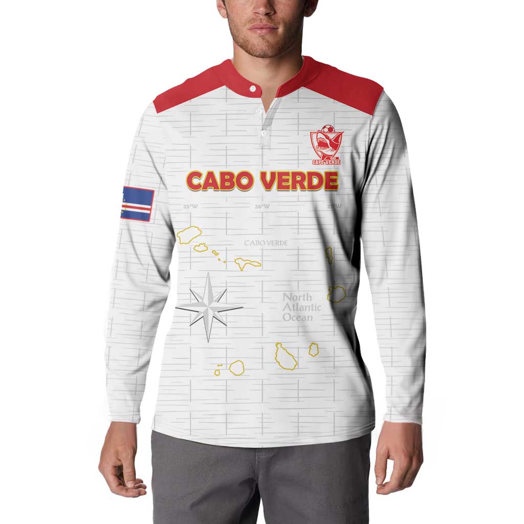 Custom Cape Verde Football Button Sweatshirt Come On Tubaroes Azuis - White - Wonder Print Shop