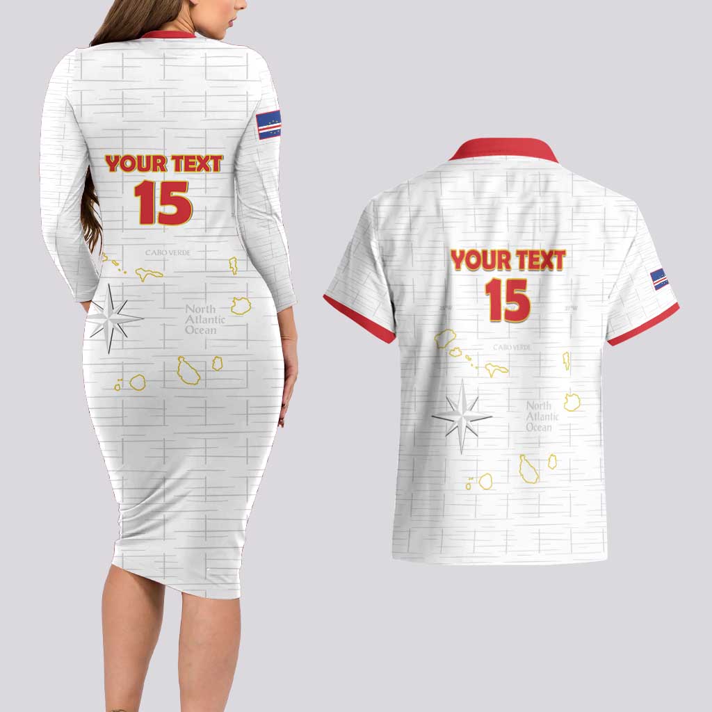 Custom Cape Verde Football Couples Matching Long Sleeve Bodycon Dress and Hawaiian Shirt Come On Tubaroes Azuis - White - Wonder Print Shop