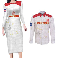 Custom Cape Verde Football Couples Matching Long Sleeve Bodycon Dress and Long Sleeve Button Shirt Come On Tubaroes Azuis - White - Wonder Print Shop