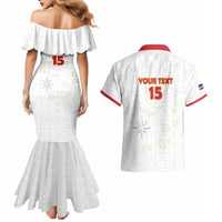 Custom Cape Verde Football Couples Matching Mermaid Dress and Hawaiian Shirt Come On Tubaroes Azuis - White - Wonder Print Shop