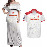 Custom Cape Verde Football Couples Matching Off Shoulder Maxi Dress and Hawaiian Shirt Come On Tubaroes Azuis - White - Wonder Print Shop