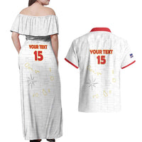 Custom Cape Verde Football Couples Matching Off Shoulder Maxi Dress and Hawaiian Shirt Come On Tubaroes Azuis - White - Wonder Print Shop