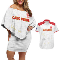 Custom Cape Verde Football Couples Matching Off Shoulder Short Dress and Hawaiian Shirt Come On Tubaroes Azuis - White - Wonder Print Shop