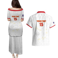 Custom Cape Verde Football Couples Matching Puletasi and Hawaiian Shirt Come On Tubaroes Azuis - White - Wonder Print Shop