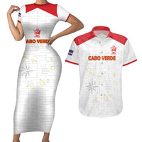 Custom Cape Verde Football Couples Matching Short Sleeve Bodycon Dress and Hawaiian Shirt Come On Tubaroes Azuis - White - Wonder Print Shop