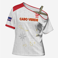 Custom Cape Verde Football Cross Shoulder Shirt Come On Tubaroes Azuis - White - Wonder Print Shop