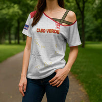 Custom Cape Verde Football Cross Shoulder Shirt Come On Tubaroes Azuis - White - Wonder Print Shop