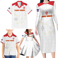 Custom Cape Verde Football Family Matching Long Sleeve Bodycon Dress and Hawaiian Shirt Come On Tubaroes Azuis - White - Wonder Print Shop
