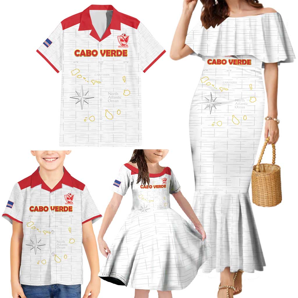 Custom Cape Verde Football Family Matching Mermaid Dress and Hawaiian Shirt Come On Tubaroes Azuis - White - Wonder Print Shop