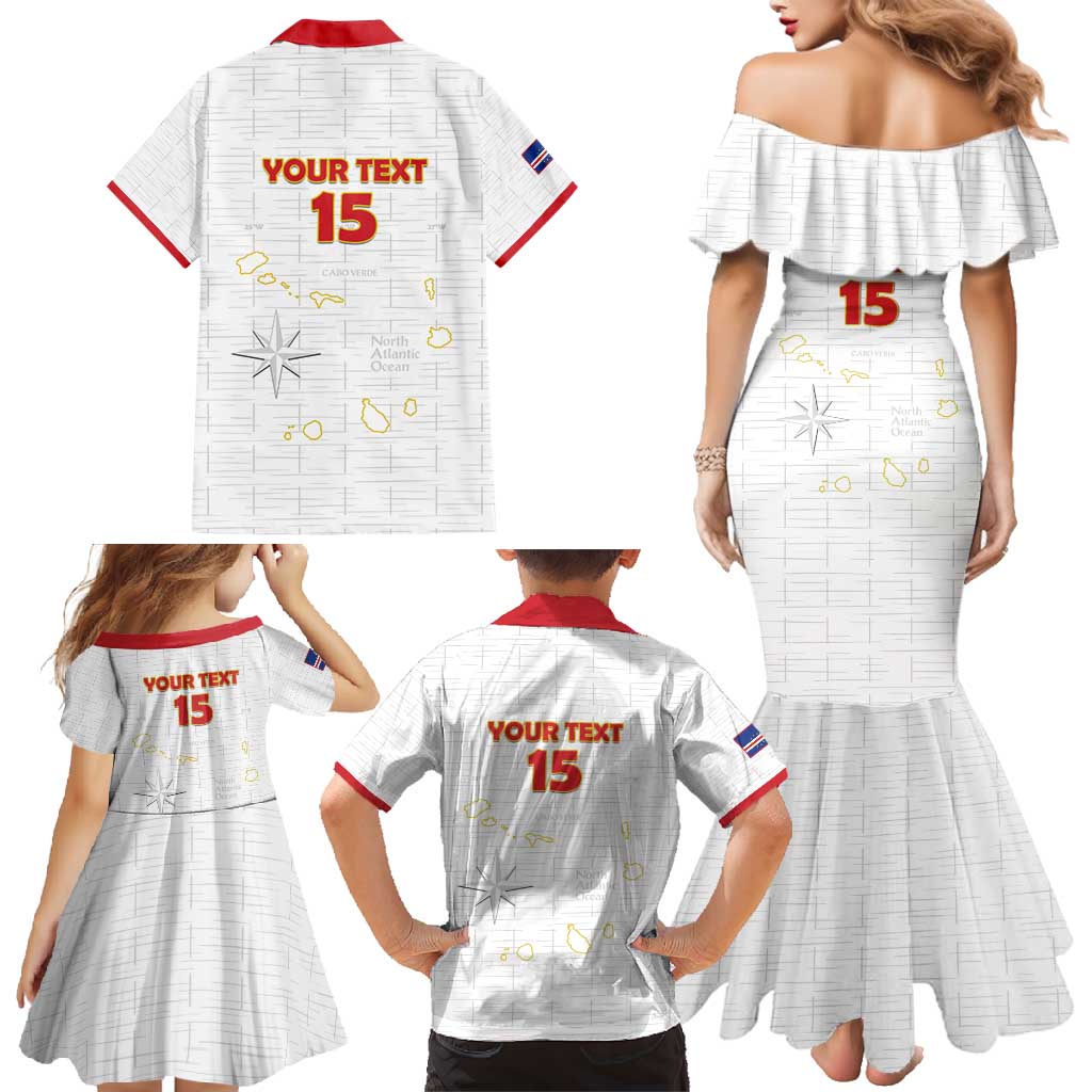 Custom Cape Verde Football Family Matching Mermaid Dress and Hawaiian Shirt Come On Tubaroes Azuis - White - Wonder Print Shop