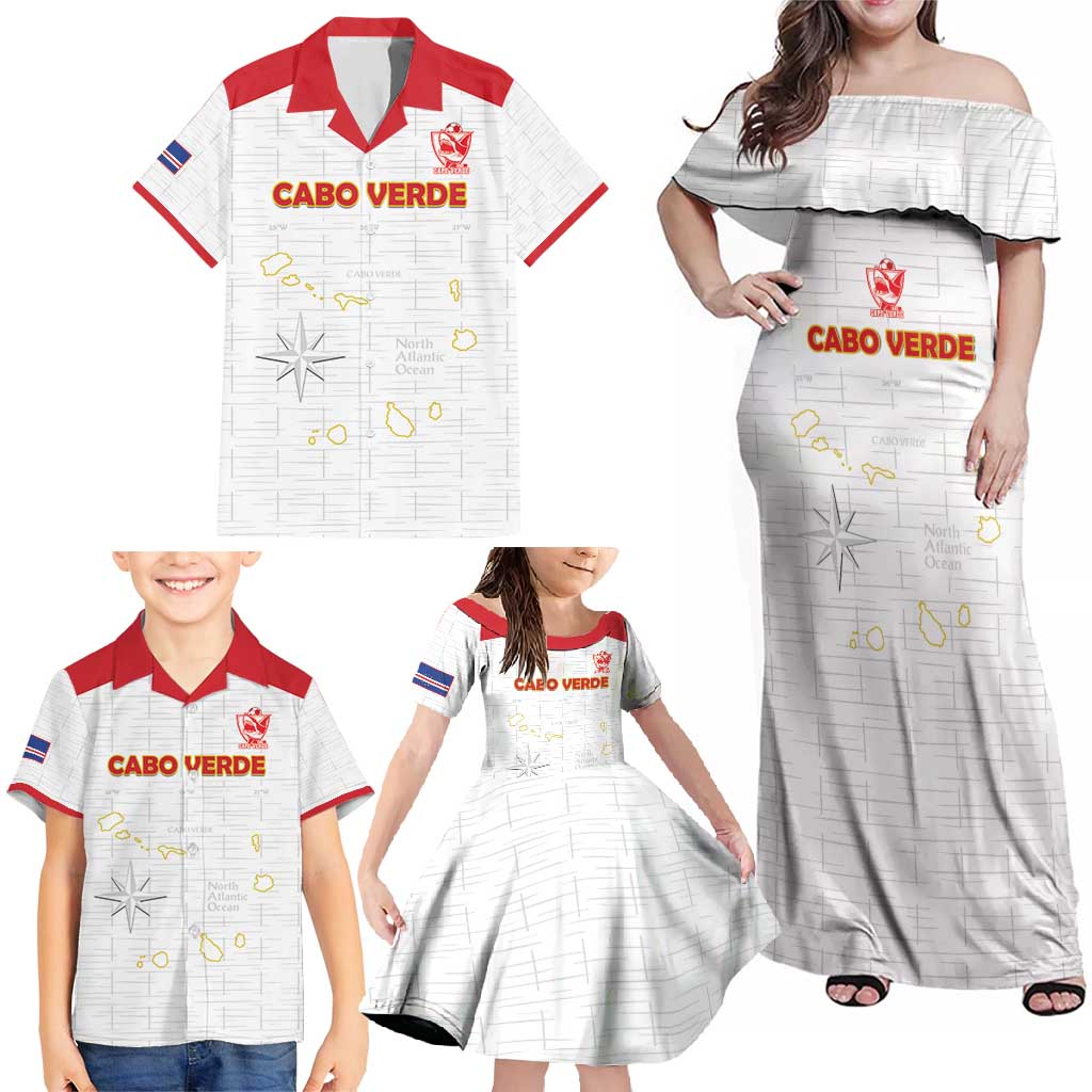 Custom Cape Verde Football Family Matching Off Shoulder Maxi Dress and Hawaiian Shirt Come On Tubaroes Azuis - White - Wonder Print Shop