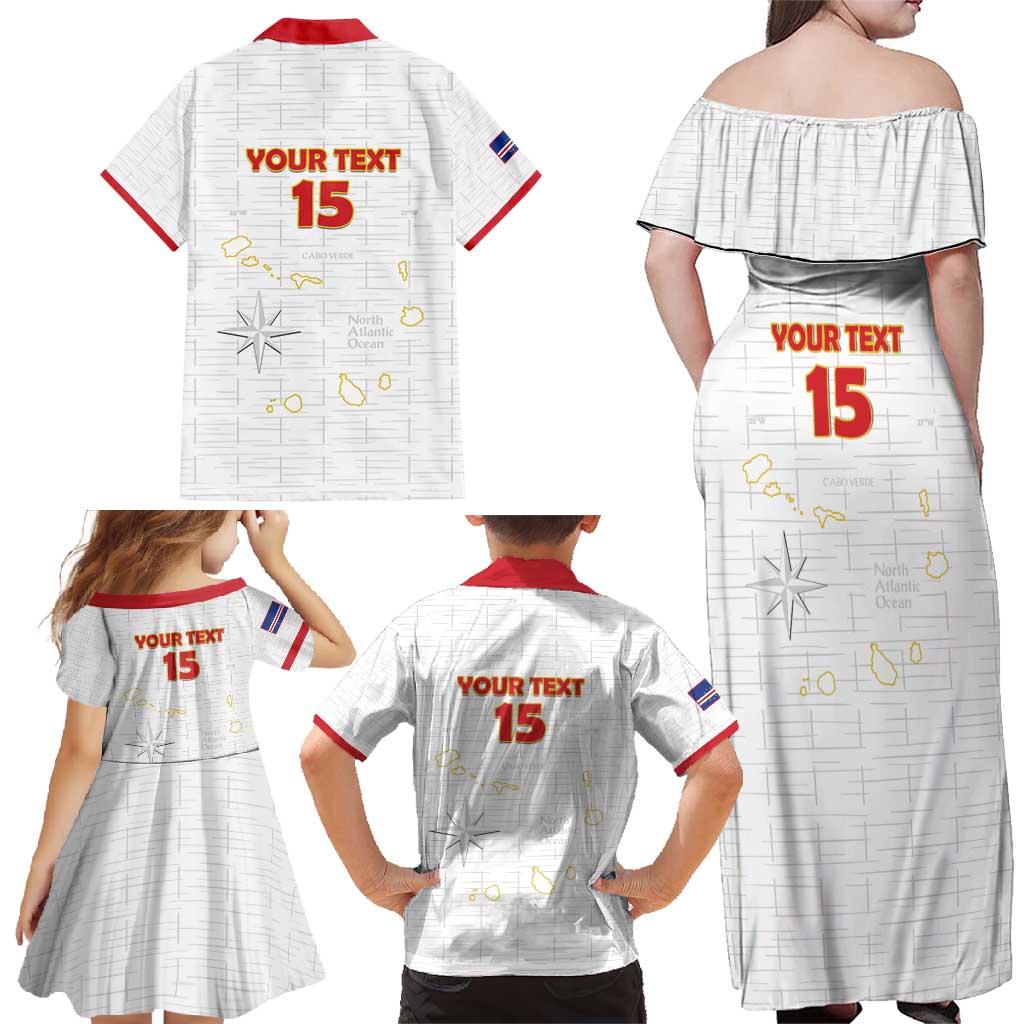 Custom Cape Verde Football Family Matching Off Shoulder Maxi Dress and Hawaiian Shirt Come On Tubaroes Azuis - White - Wonder Print Shop